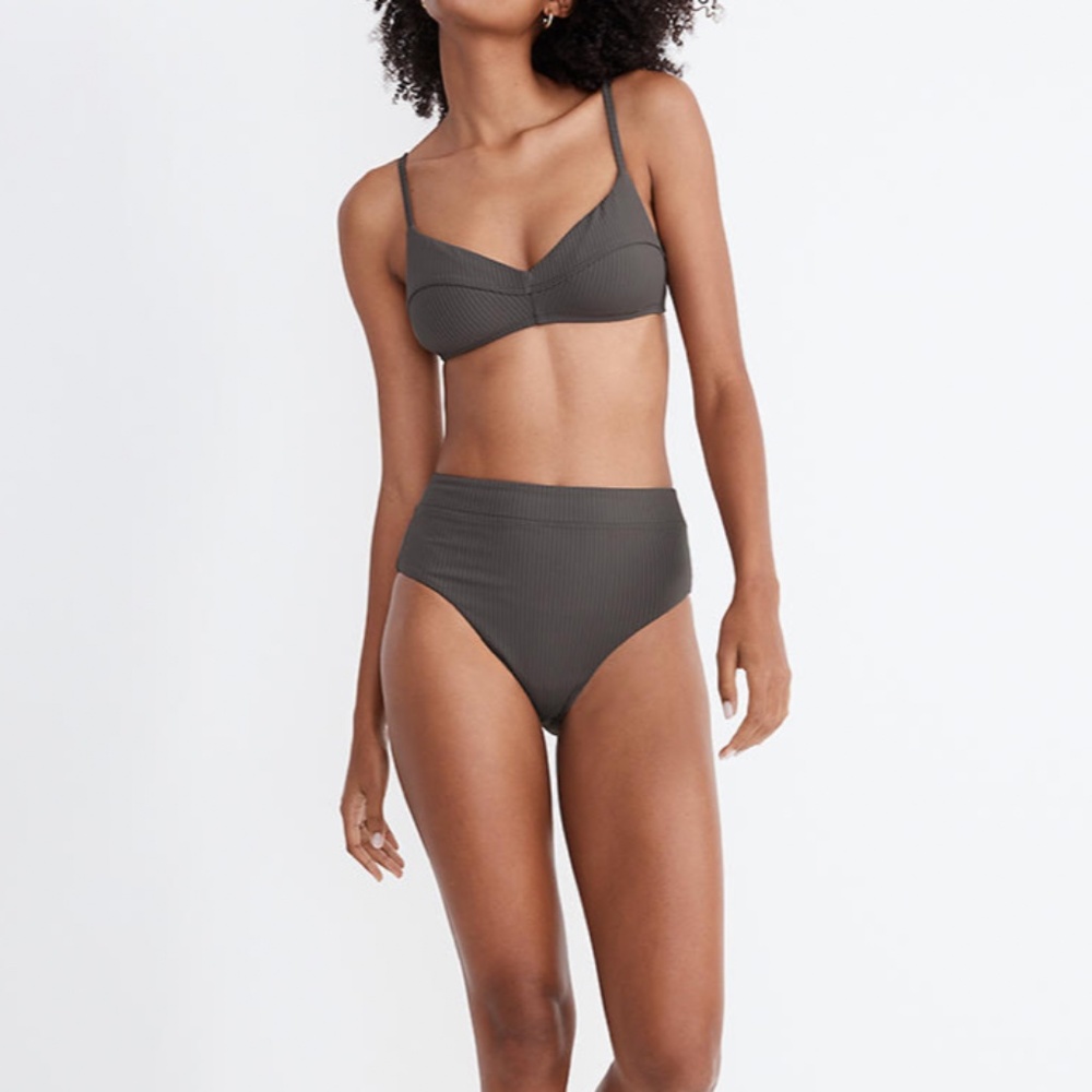 Madewell Second Wave Ribbed Retro Seamed Bikini Top